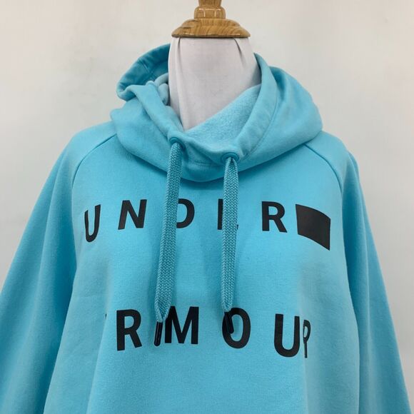 Under Armour Hoodie Womens XL Extra Large Sky Blue Threadborne Fleece Sweatshirt - Picture 4 of 16